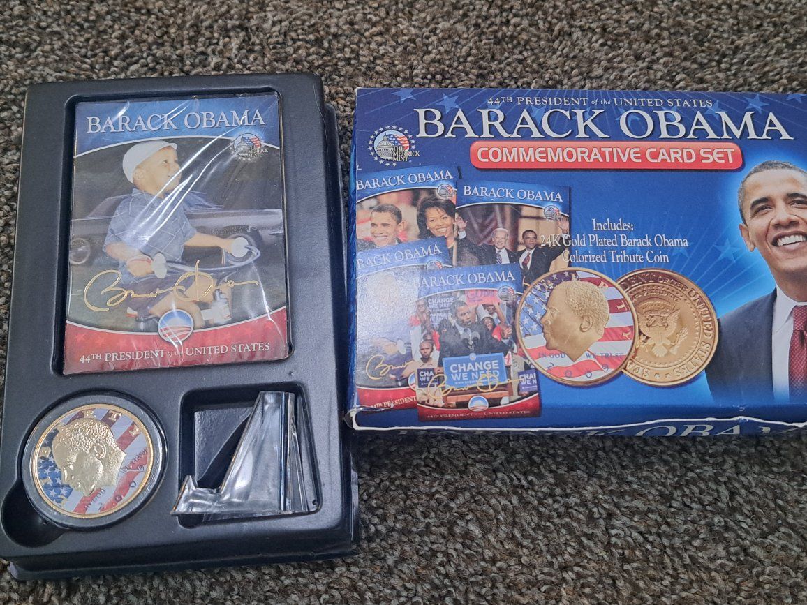 barack Obama card set and tribute coin
