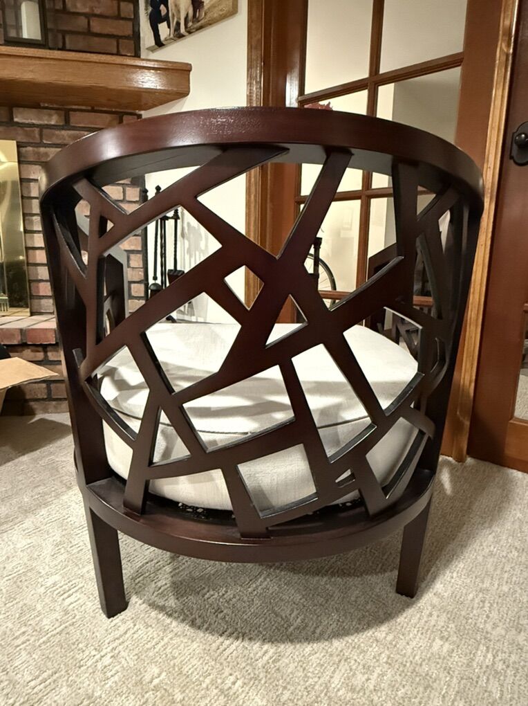 Crate and Barrel Wood Mahogany Brown Chair