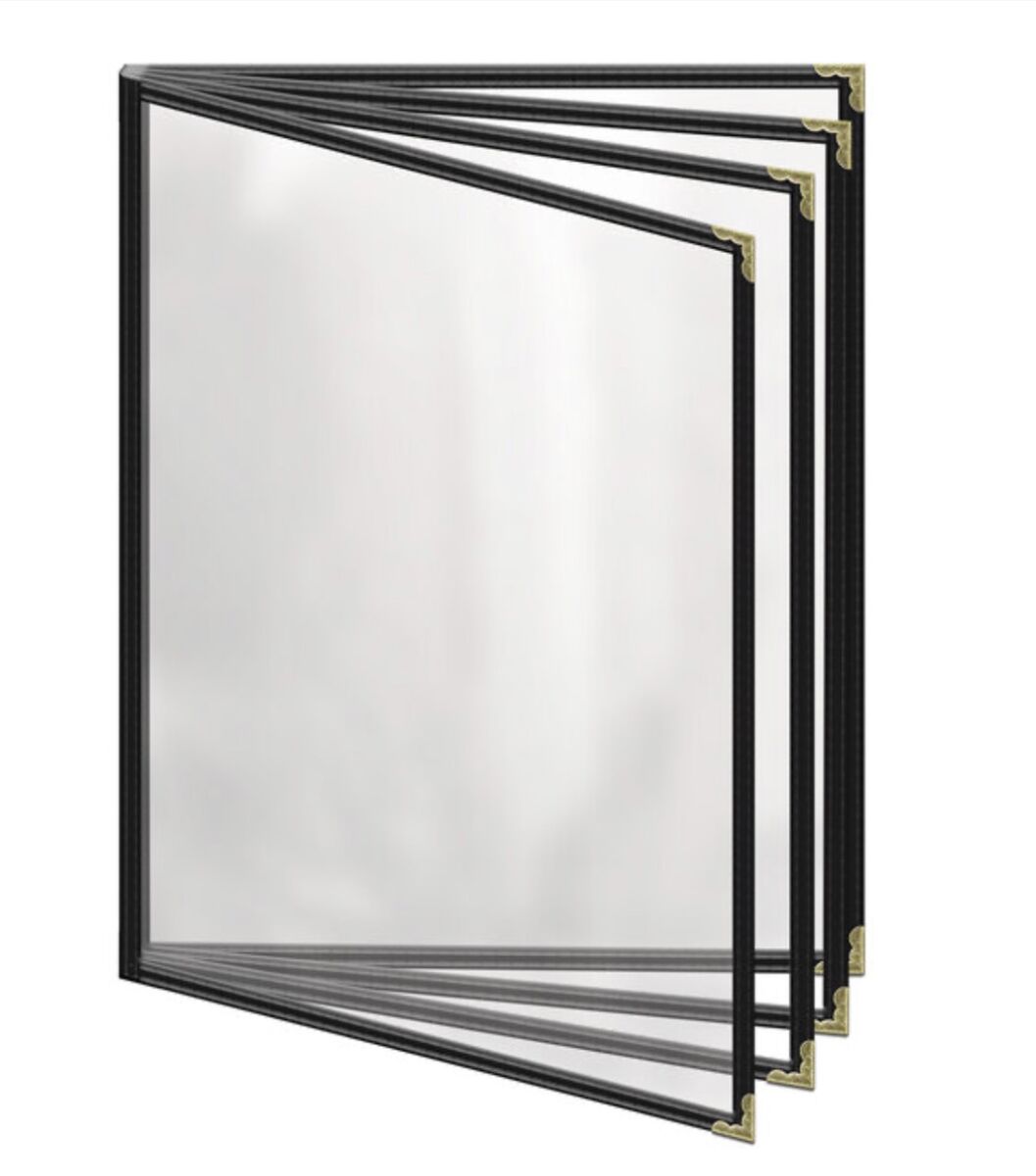 Used Restaurant Black Menu Cover 8-View Pocket