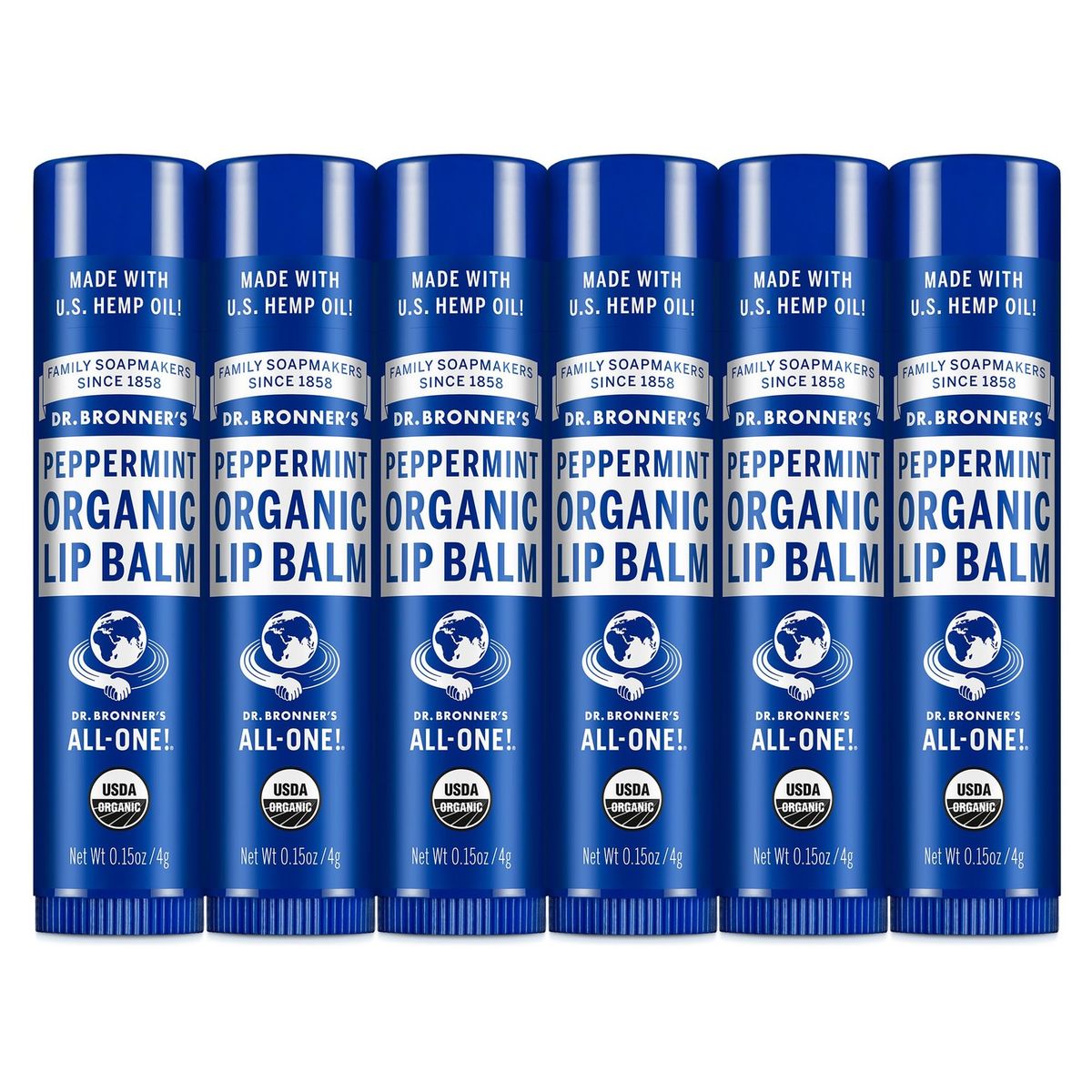 10 Pack, Dr Bronner's All-One Peppermint Lip Balm - Organic, New Stock