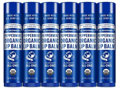 10 Pack, Dr Bronner's All-One Peppermint Lip Balm - Organic, New Stock