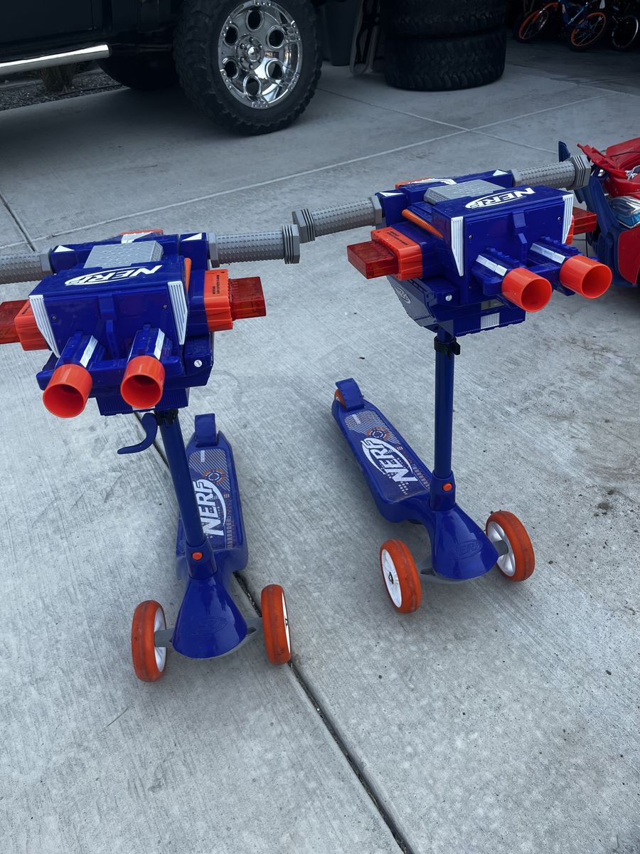 NERF Battle Racer Ride-On Go-Kart Scooter - 2-Pack Blue & Orange Outdoor Toy for Kids