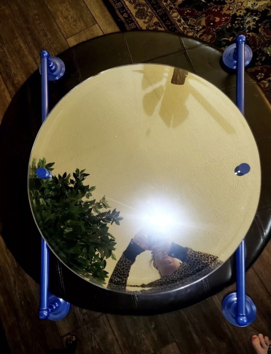 New. Blue Brass Frameless Circle Mirror 22"x22"