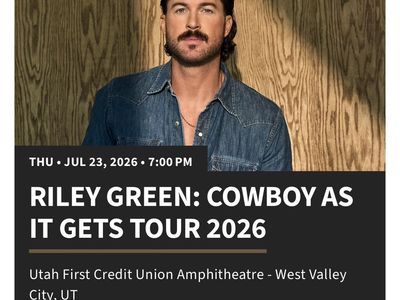 2 Riley Green: Cowboy As It Gets Tour 2026 Tickets - July 23, 2026, Utah First CU Amphitheatre