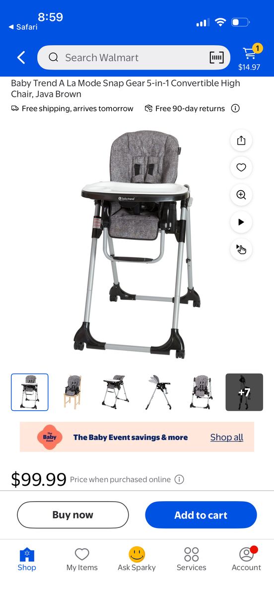 Baby Trend 5-in-1 high Chair