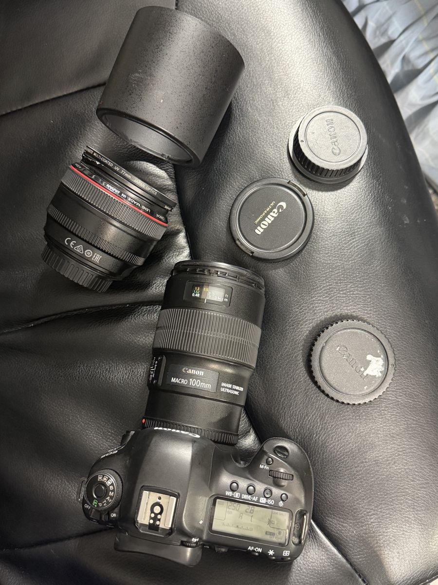 Canon 5d iv 850$, 100mm L 2.8 550$, sigma 85mm 765$ , 50mm 1.2L 575$