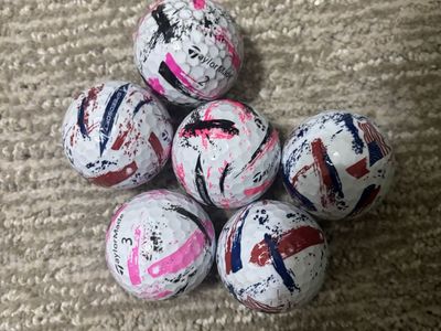 TaylorMade SpeedSoft Golf Balls - Pink/Red/Blue Splatter Design (6-Pack)