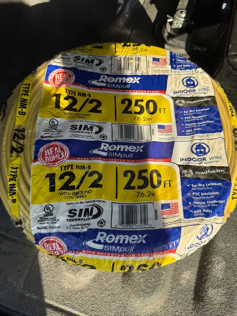12/2 Romex  250 Ft Roll  New