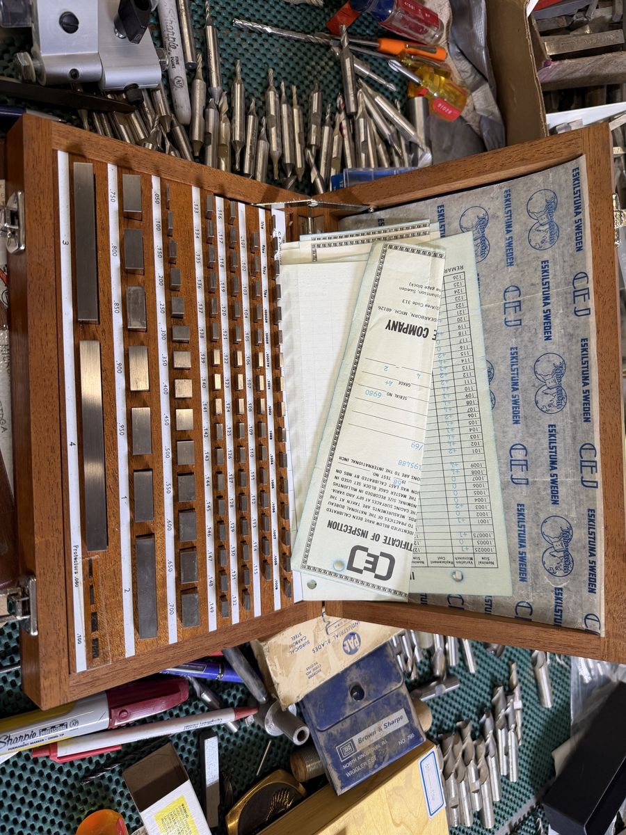 Vintage CEJ Gage Company C.E. Johansson Gage Block Set E1-88 Grade A+ Fitted Wood Case