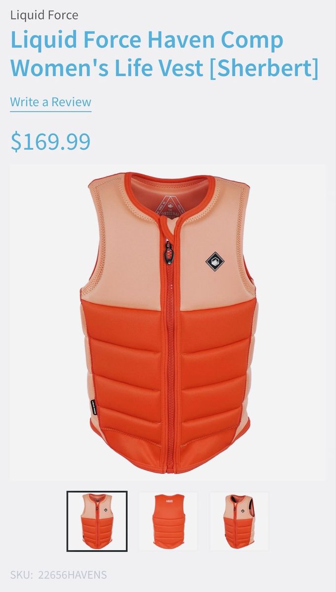 Liquid force women's comp vest size S