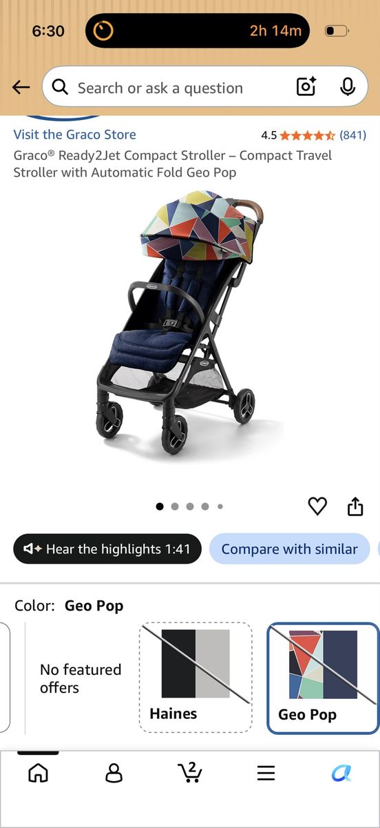 Graco Ready2Jet Compact Stroller - Geo Pop