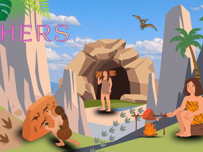 HIS & HERS Cave people Towels