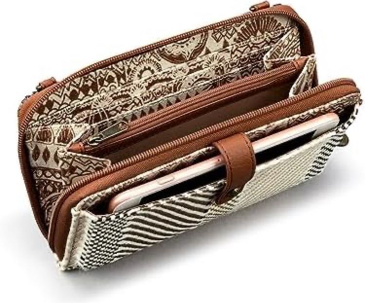 Sakroots Woven Wristlet Wallet Neutral Chevron Striped Purse