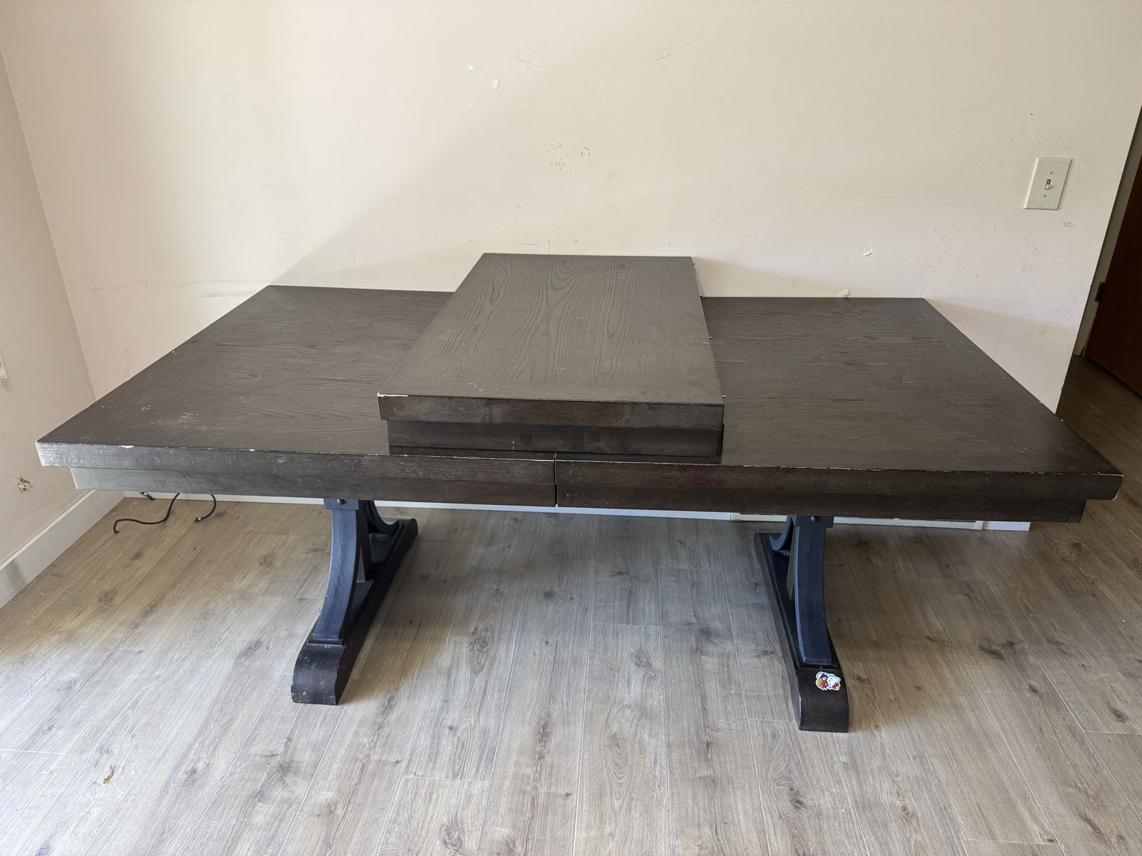 Dark Wood Extendable Dining Table with Trestle Base - Seats 6-8