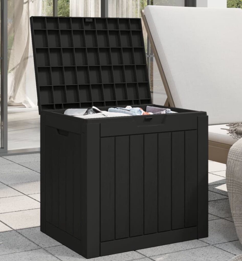 vidaXL Garden Storage Box Black Polypropylene NEW
