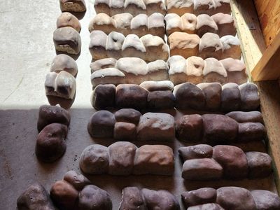 Multi-Colored Concrete Overlapping RIVER ROCK Edging