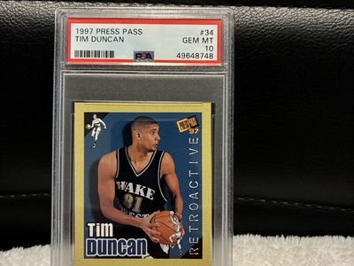 1997 Press Pass Tim Duncan Retroactive #34 PSA 10 Gem Mint Rookie Card