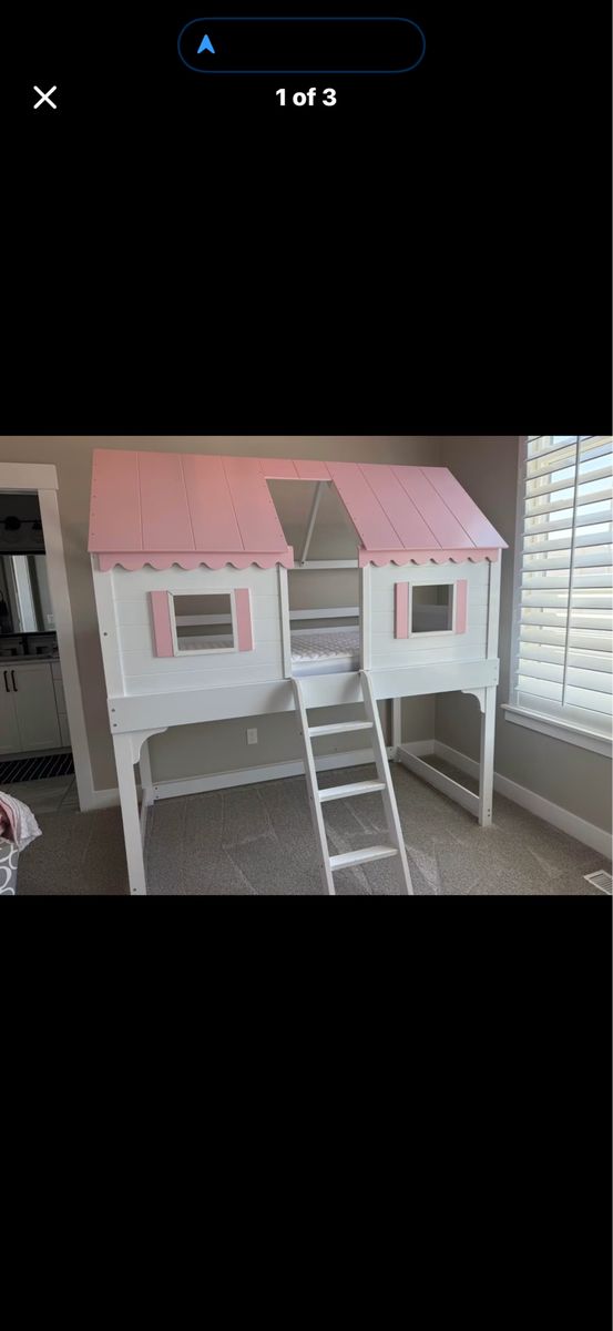 Girls pink loft bed