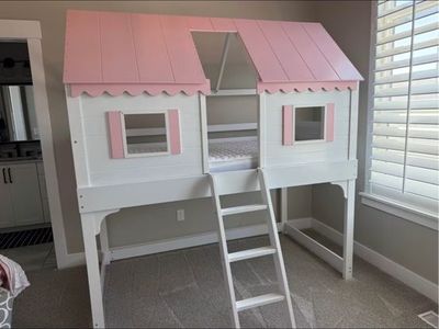 Girls pink loft bed