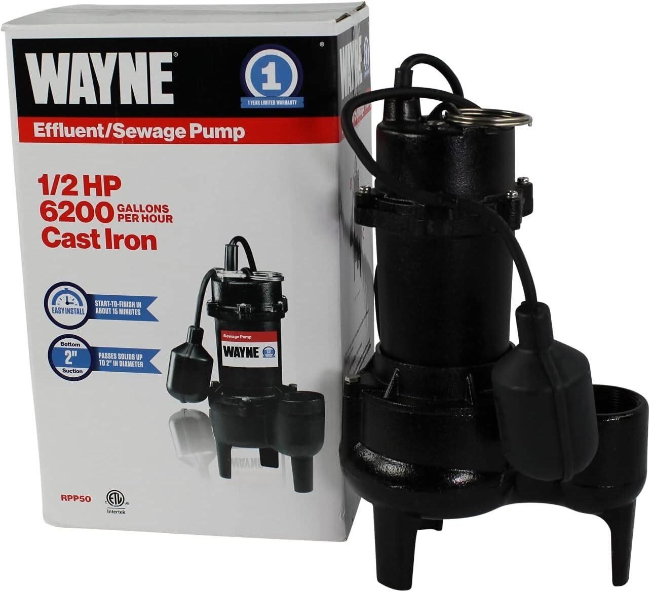 WAYNE RPP50-1/2 HP Sewage Pump with Float
