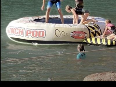 Sportsstuff Bounce & Lounge Lunch Pod Inflatable Water Trampoline - Used Good Condition