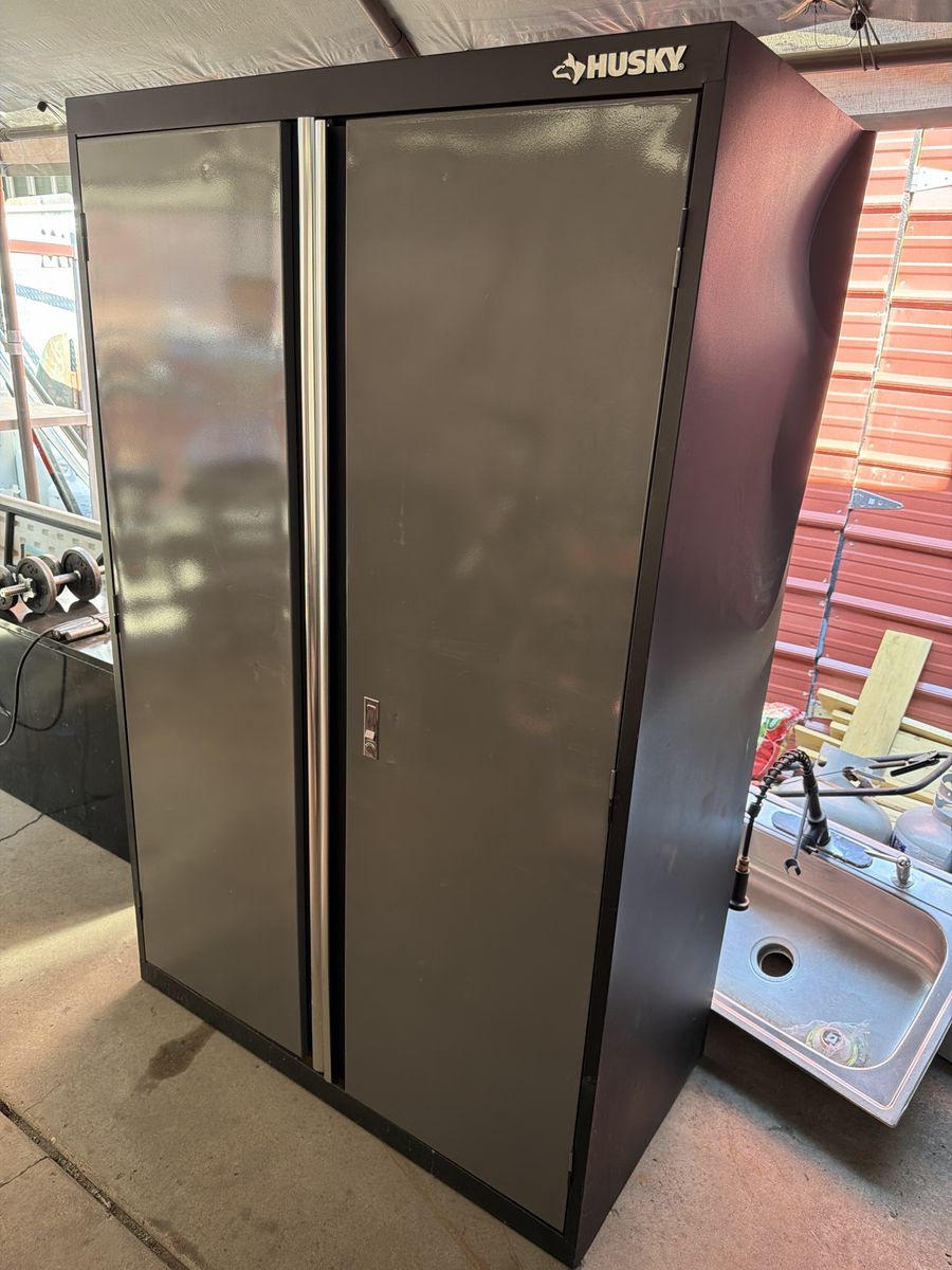 Husky Heavy-Duty Steel 2-Door Freestanding Garage Tall Cabinet Gray