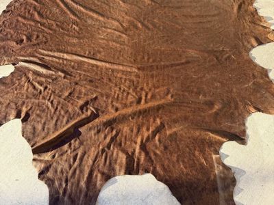New. Large Brown Cowhide Natural Shape Genuine Leather Rug Or Upholstery Fabric