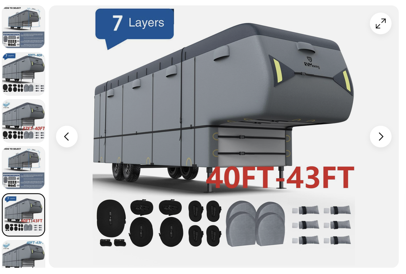 5th Wheel RV Cover Fits 33'-43' Waterproof Anti-UV Fifth Wheel Toy Hauler Camper