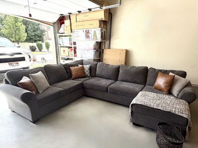 Ashley SectIonal Couch Sofa Gray w/ Chaise Lounge