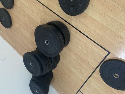 Rogue Fitness Black Rubber Bumper Weight Plates Hi Temp 600LBS Total