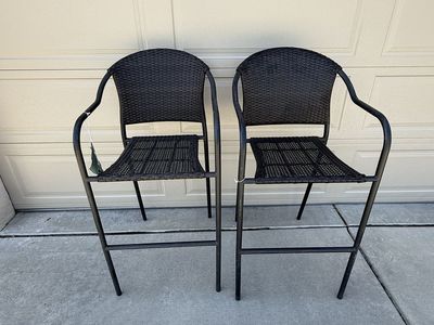 Style Selections All-Weather Wicker & Steel Outdoor Bar Stools - Set of 2