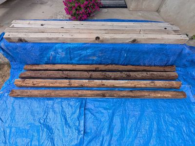 Eight 4x4 timbers–8 feet long + Heavy Duty Lag (good for sandbox wood or garden or edging)