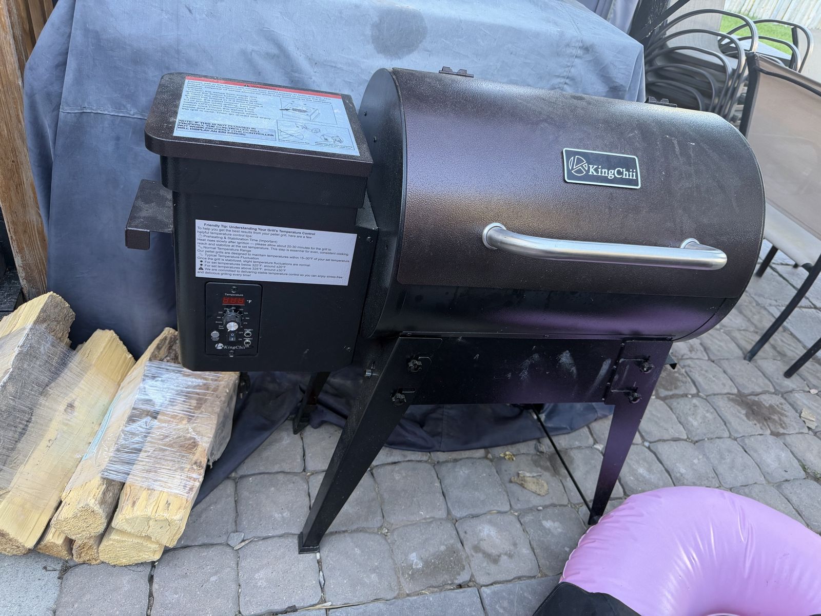 KingChii Wood Pellet Grill Smoker, Digital Temperature Control Outdoor BBQ