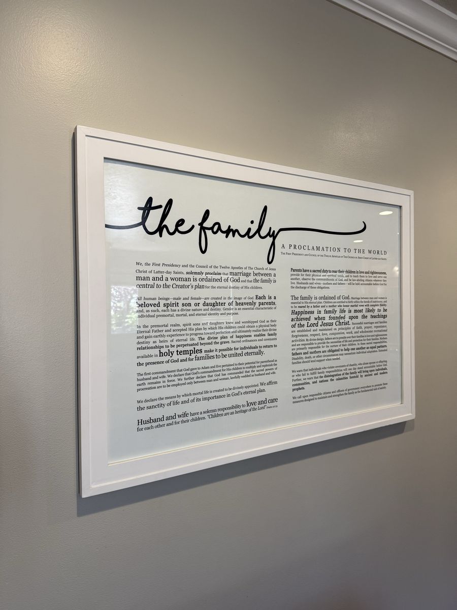 Framed LDS The Family: A Proclamation to the World Wall Art Decor - White Frame