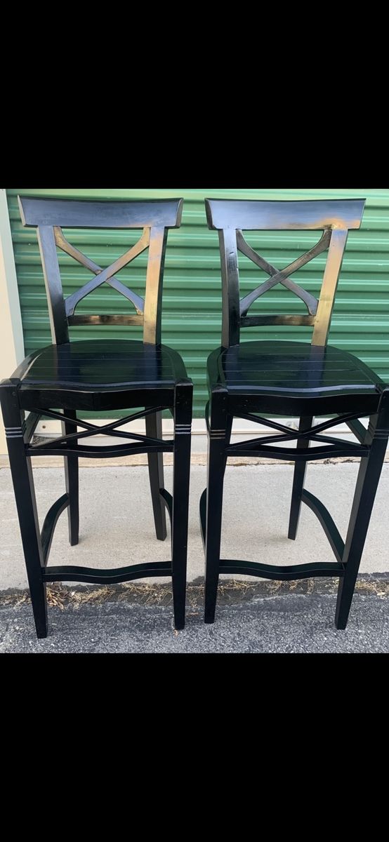 Beautiful Set Of Unique Tall Solid Wood Barstools
