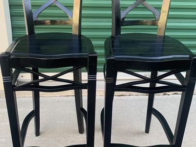 Beautiful Set Of Unique Tall Solid Wood Barstools