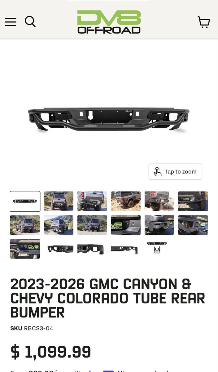 DV8 Off-Road 2023-2026 GMC Canyon/Chevy Colorado Tube Rear Bumper (SKU RBCS3-04)