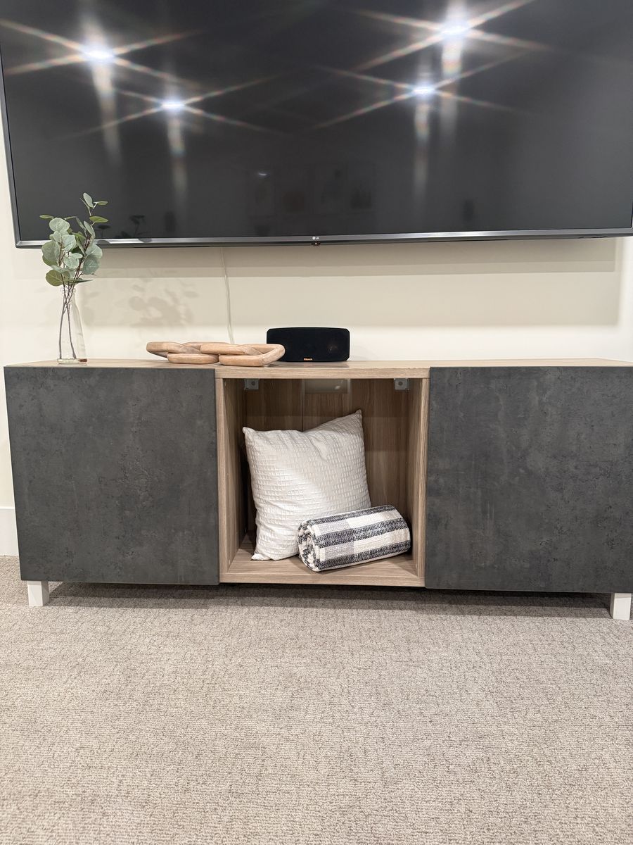 IKEA Media Console / Office Credenza (wood + concrete look)