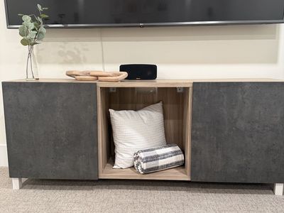 IKEA Media Console / Office Credenza (wood + concrete look)