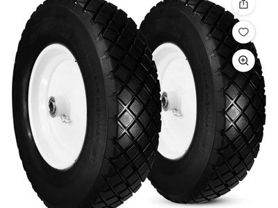HORSESHOE 2-Pack 18" x 3.25" Solid Flat-Free Polyurethane Tires w/ Steel Wheels, 4.80/4.00-8"