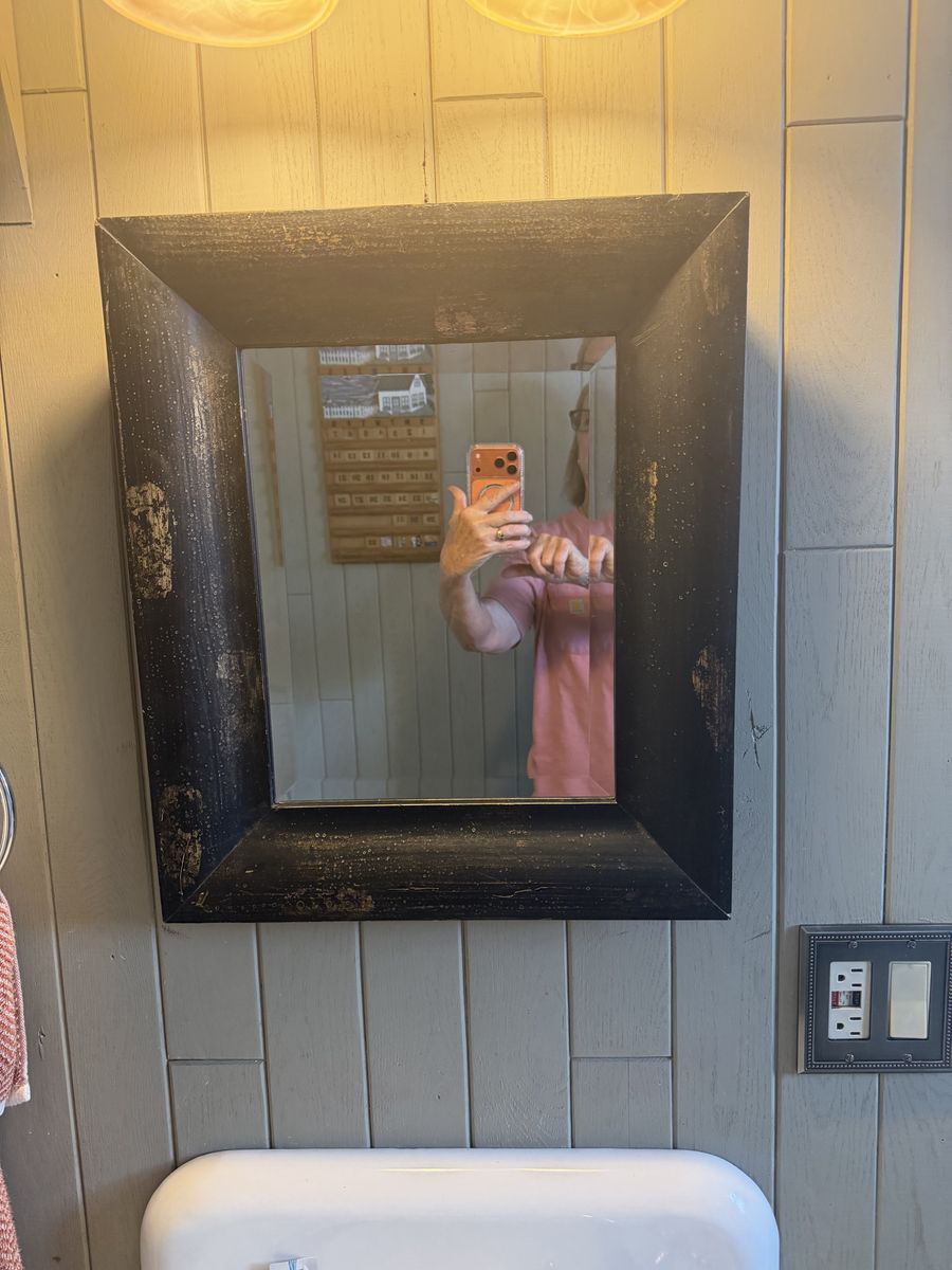 Beveled Mirror w/Wood Frame