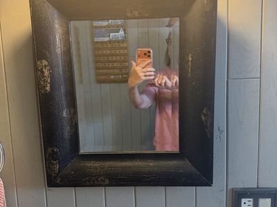 Beveled Mirror w/Wood Frame