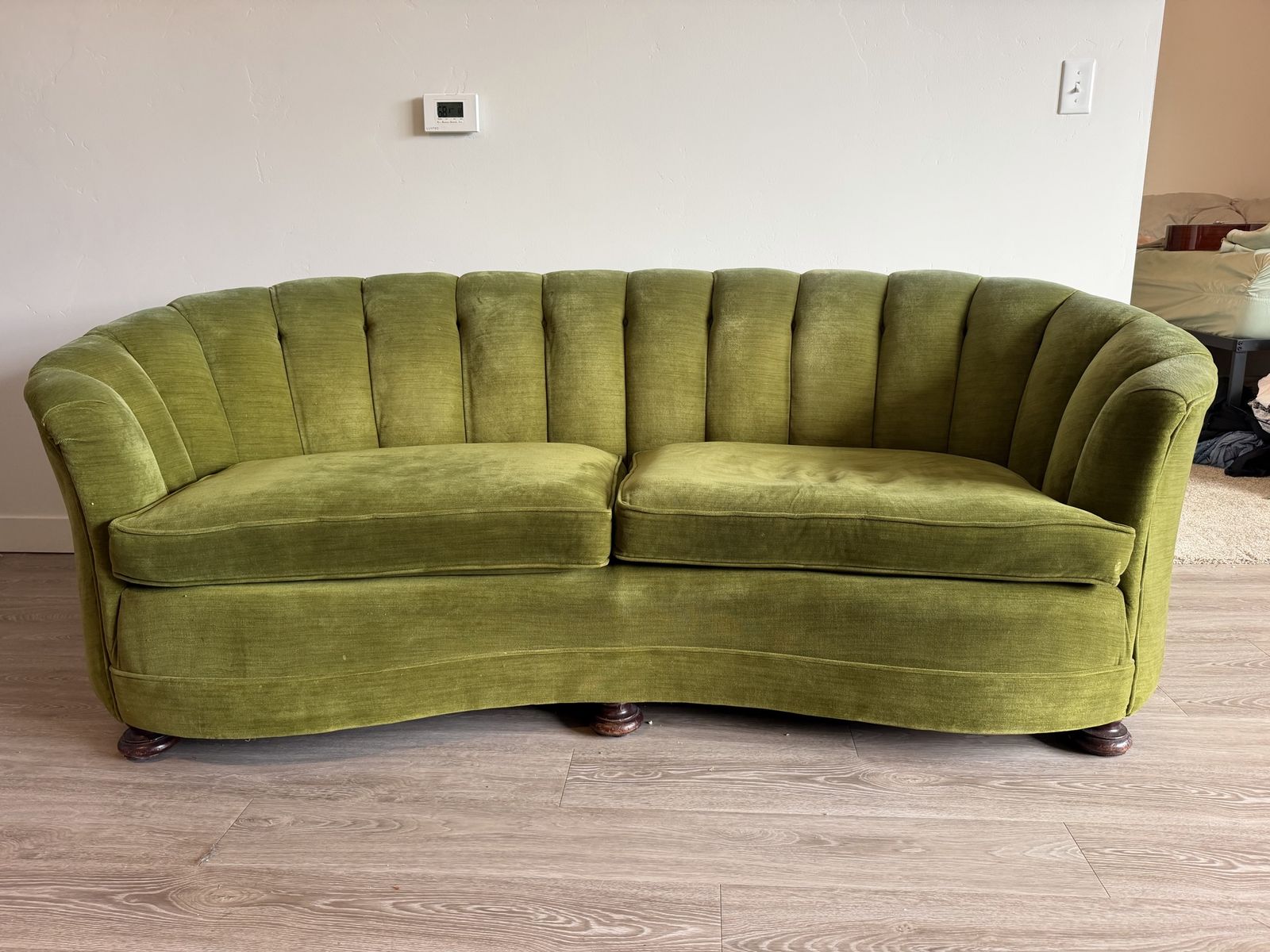 Vintage Green Velvet Sofa 