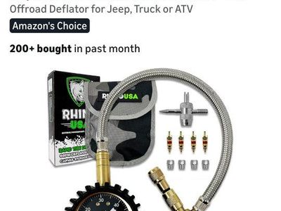 Rhino USA Rapid Tire Deflators with Gauge (0-60psi) - Automatic, Adjustable, Glow Dial, Brass Hardware