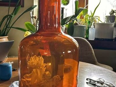 Extra Large Vintage Vase. Otto Brauer Gulvvase Floor Vase Kastrup Holmegaard Denmark Brown Amber Glass 19.5" 1960s