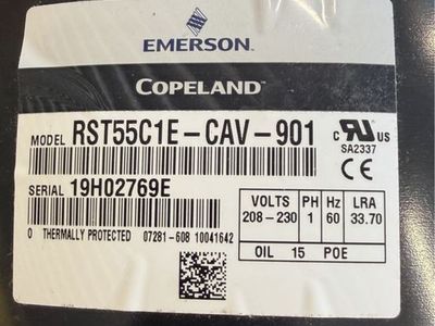 Emerson Copeland RST55C1E-CAV-901 Compressor for Walk-in Cooler