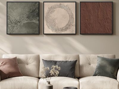 NEW 24X24 Large Framed Neutral Abstract Wall Art for Living Room, 3 Piece Modern Minimalist Canvas Prints
