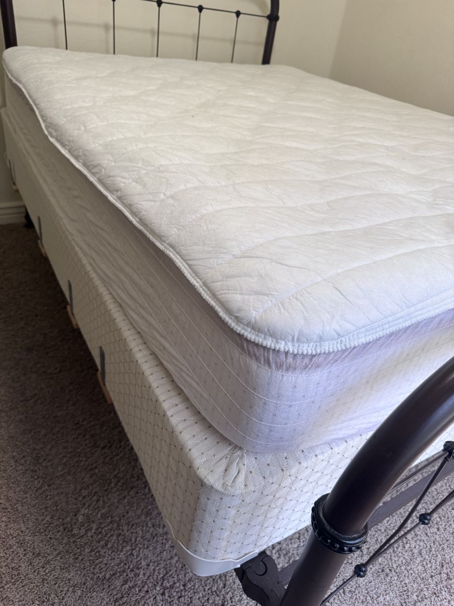 Used Queen-Size White Mattress and Box Spring Set