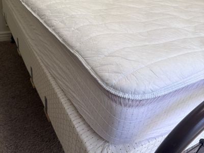 Used Queen-Size White Mattress and Box Spring Set