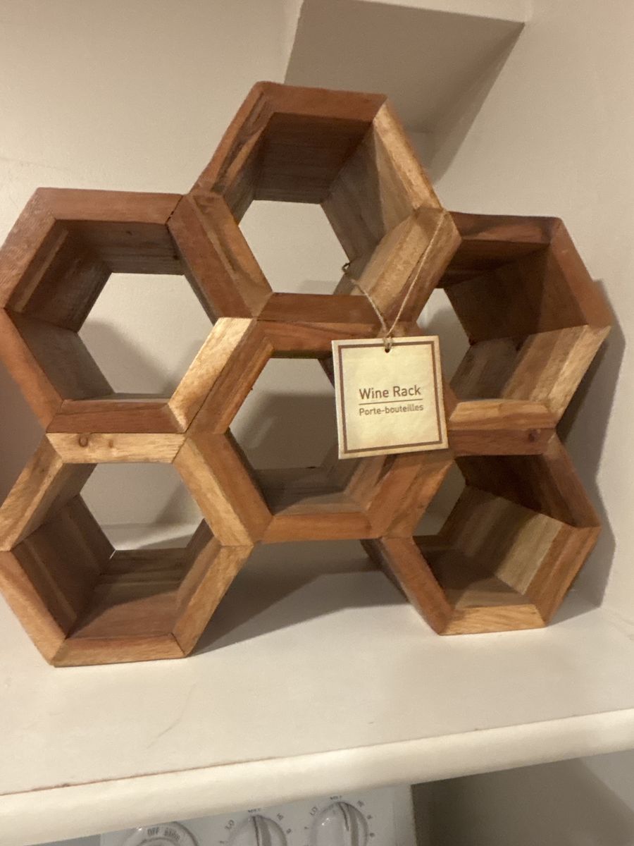 Wooden Hexagonal Wine Rack - Decorative Countertop Bottle Storage